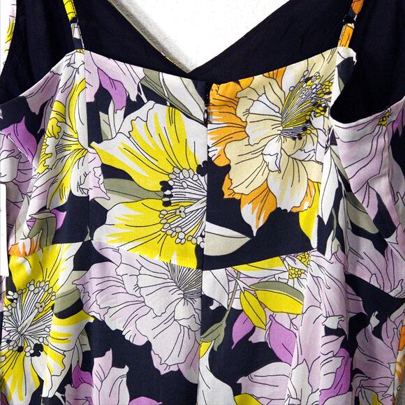 Guess Taryn Floral V-Neck Maxi Dress Navy Multicolor XL Garden Party - Picture 9 of 10